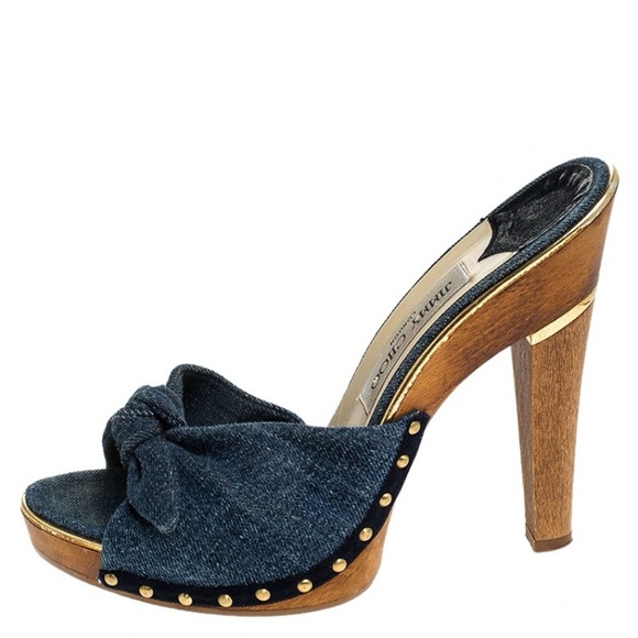 Jimmy Choo Blue Denim Entice Open Toe Sandals Size 40 - Picture 1 of 5